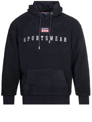 Retro Flag Fleece Hoodie Evening Blue