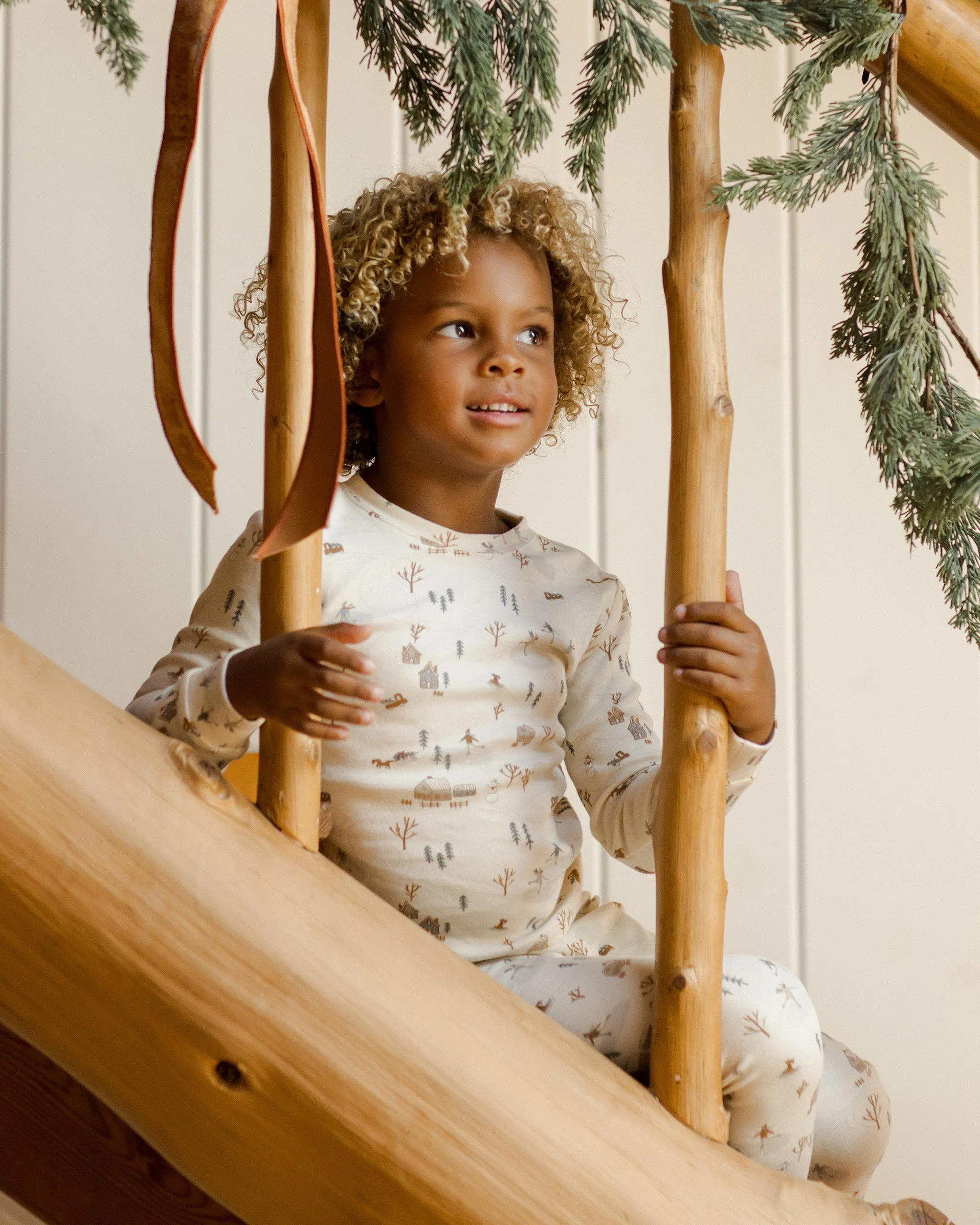 Rylee   Cru Babykids Organic LS PJ Set | Winter Town