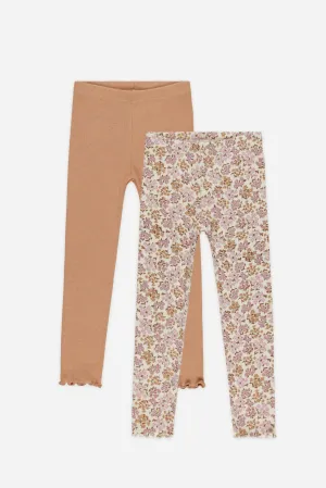 Rylee   Cru Babykids Ribbed Legging Set | Wildflower/Grapefruit