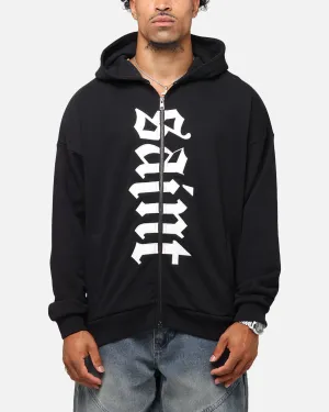 Saint Morta Gothic Distressed Zip Hoodie Black