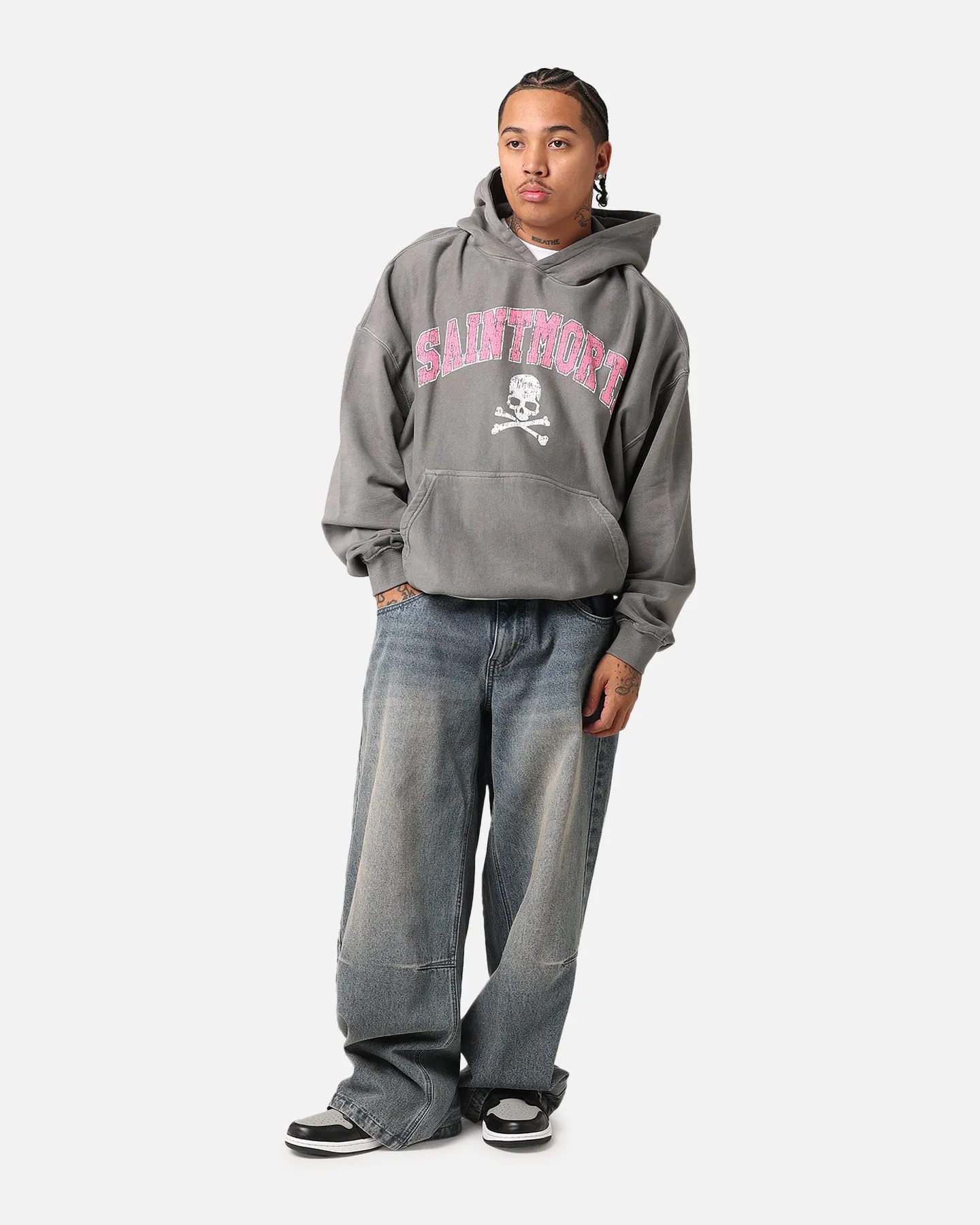 Saint Morta Members Club Premium Hoodie Washed Charcoal