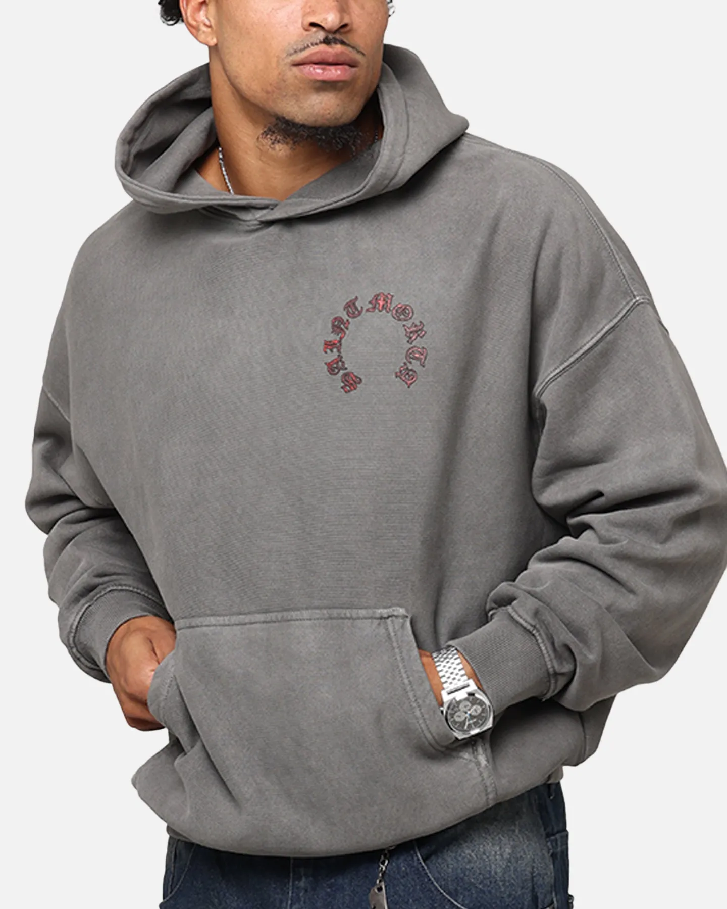 Saint Morta Worldwide Boxy Hoodie Washed Charcoal