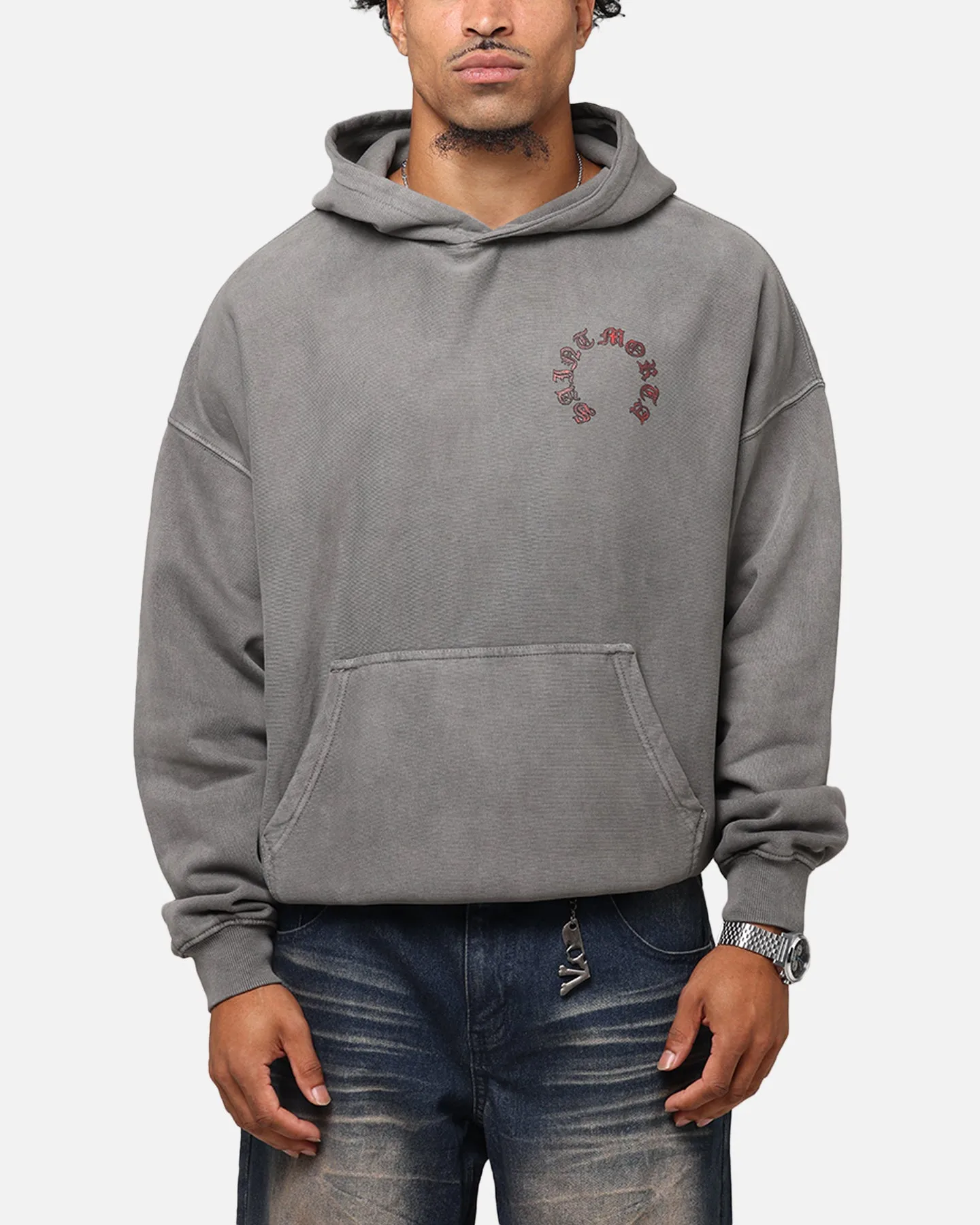 Saint Morta Worldwide Boxy Hoodie Washed Charcoal