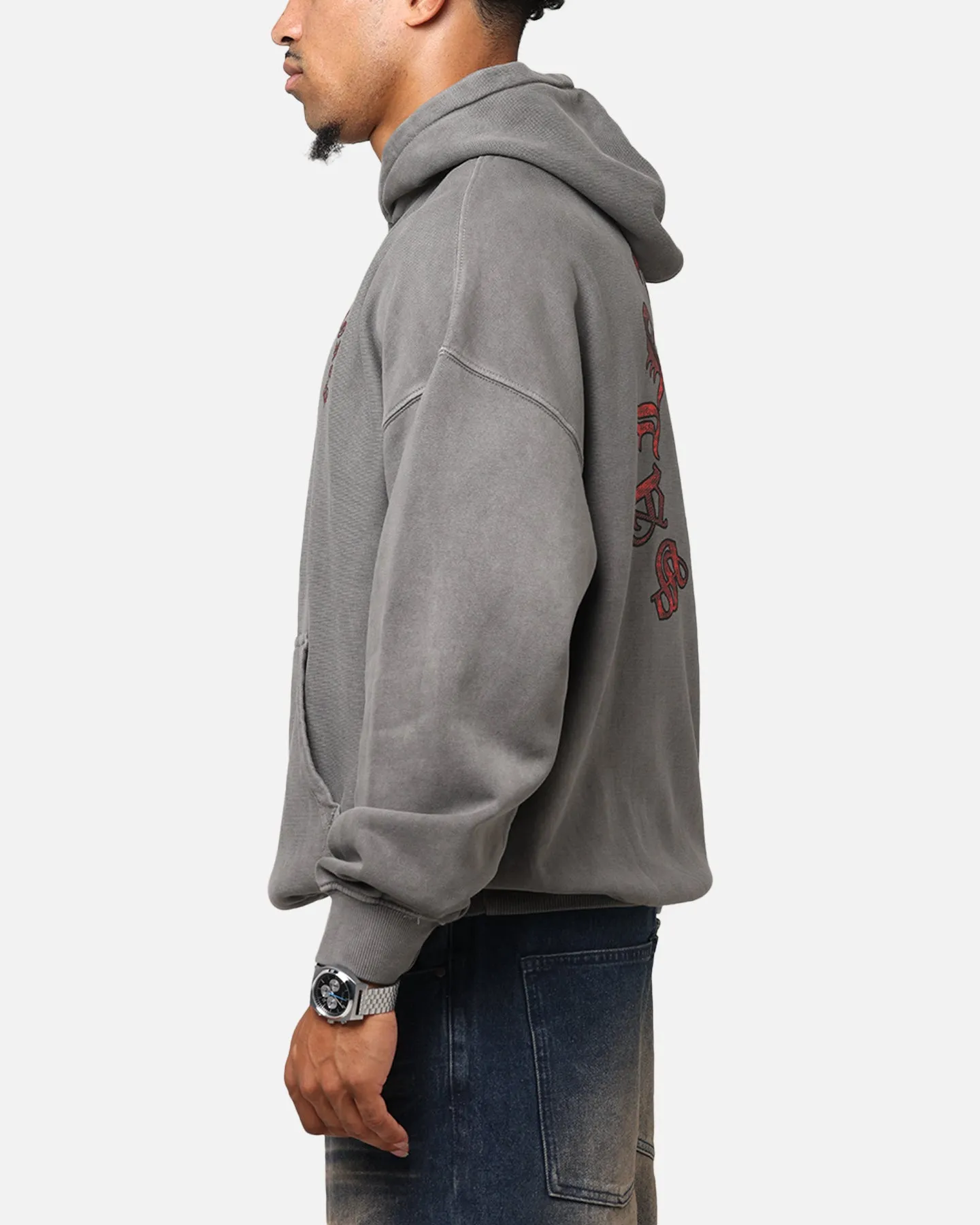 Saint Morta Worldwide Boxy Hoodie Washed Charcoal