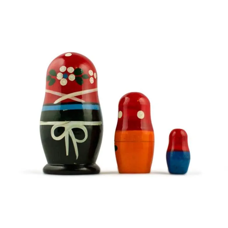 Set Of 3 Folk Girls In Blue Scarf Wooden Nesting Dolls 3.5 Inches Babykids_Bestpysanky