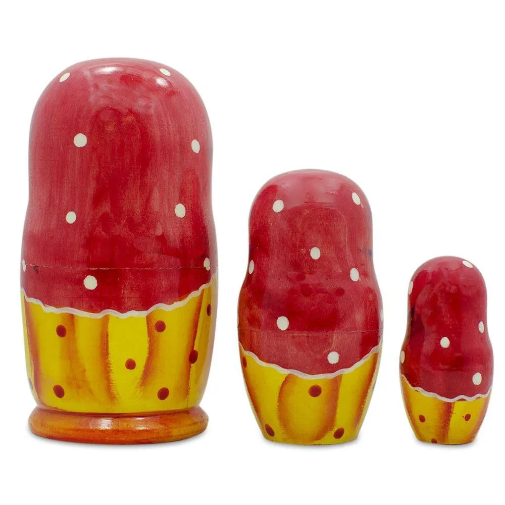 Set Of 3 Girls With Flower Bouquet  Nesting Dolls 4.25 Inches Babykids_Bestpysanky