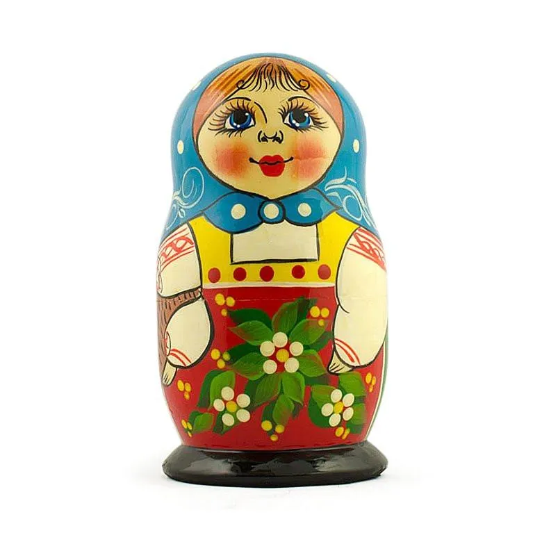 Set Of 5 Folk Girls Wooden Nesting Dolls 5.5 Inches Babykids_Bestpysanky