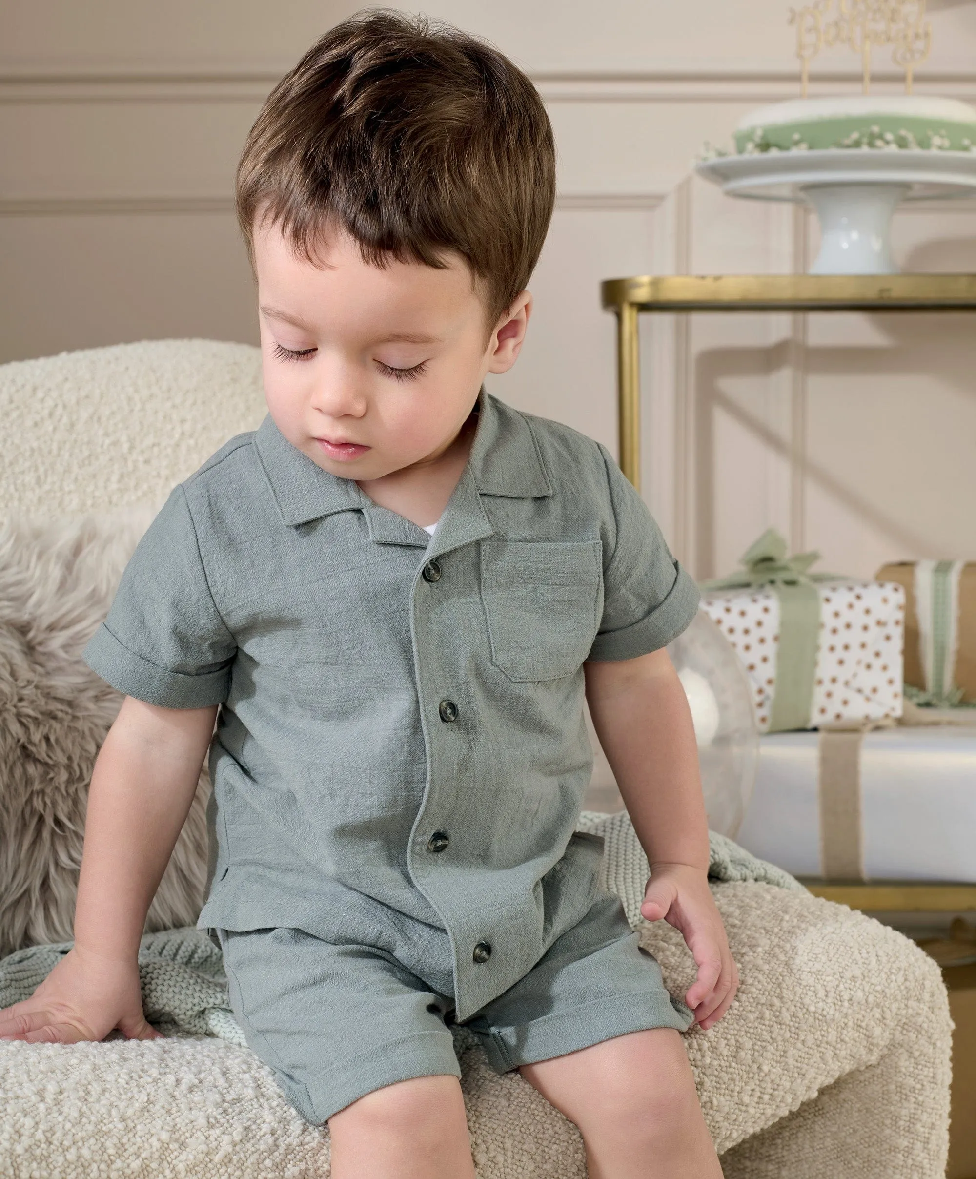 Shirt and Short Outfit Set - Green Babykids Mamas & Papas