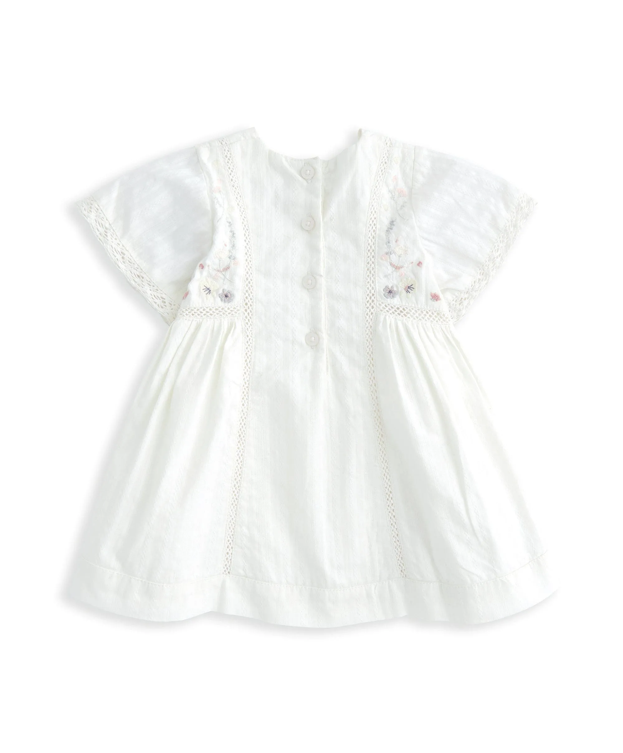 Short Sleeve Cotton Embroided Dress - Floral Print Babykids Mamas & Papas