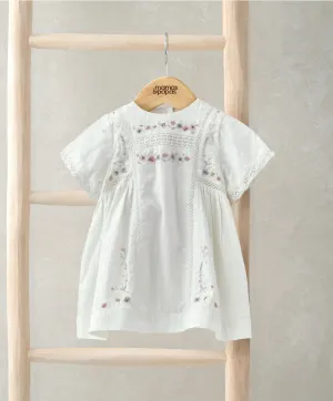 Short Sleeve Cotton Embroided Dress - Floral Print Babykids Mamas & Papas