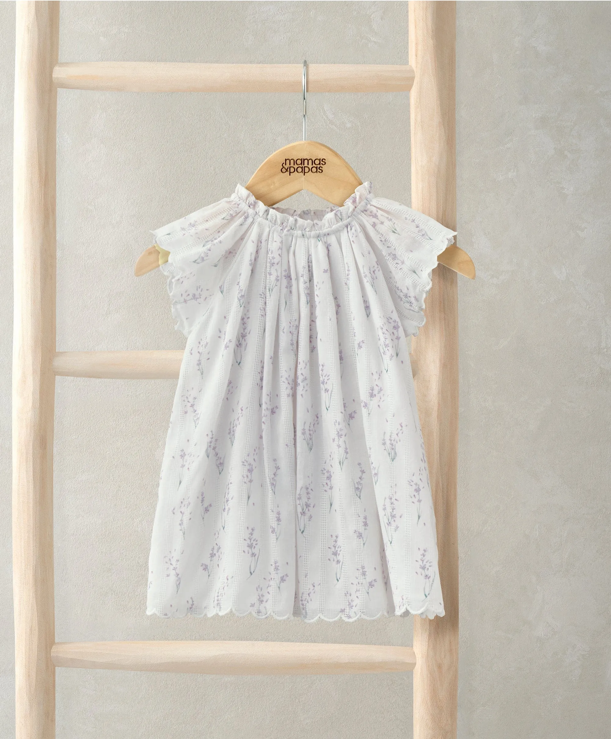 Short Sleeve Dress - Lavender Print Babykids Mamas & Papas