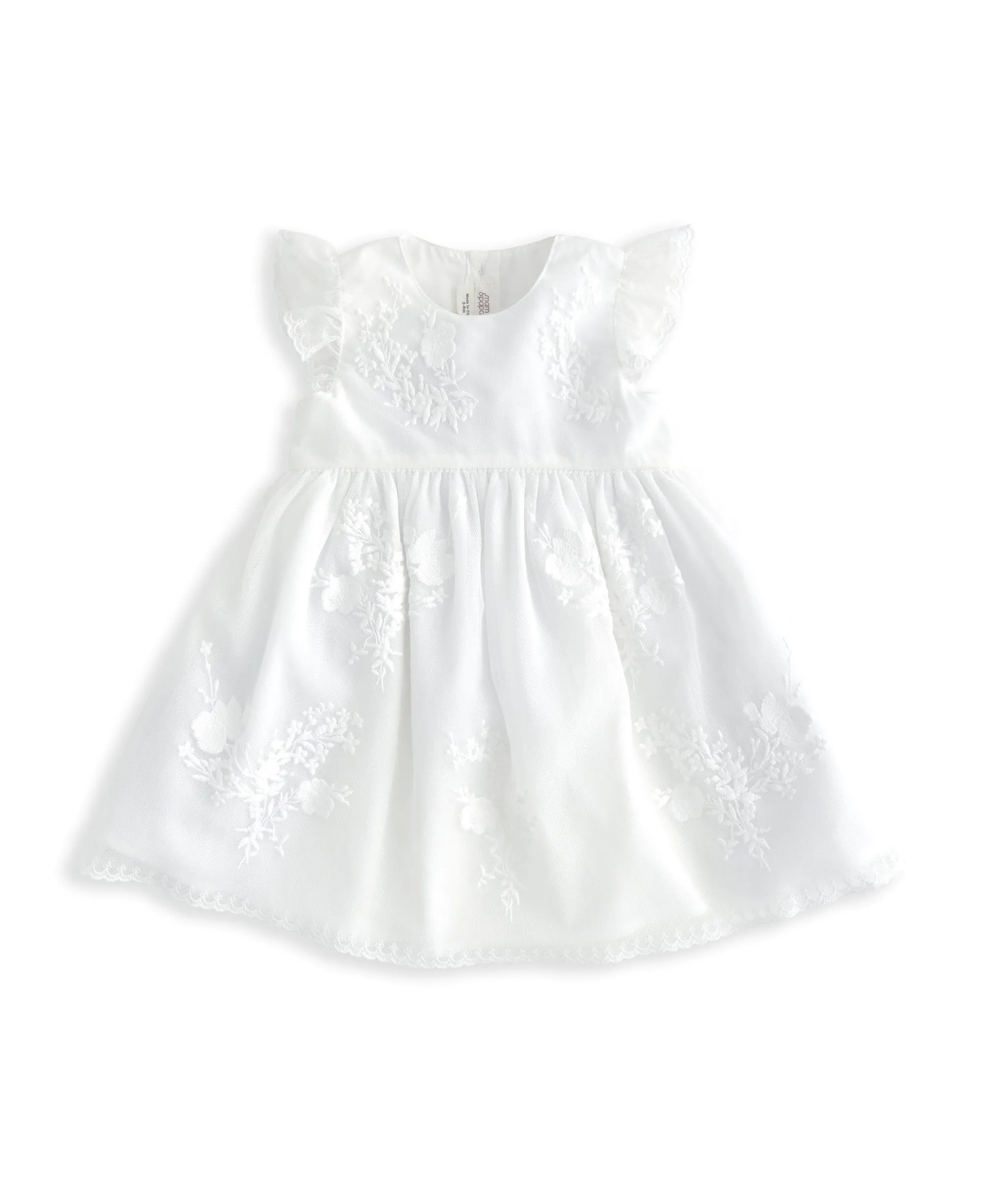 Short Sleeve Embroidered Lace Dress - Floral Print