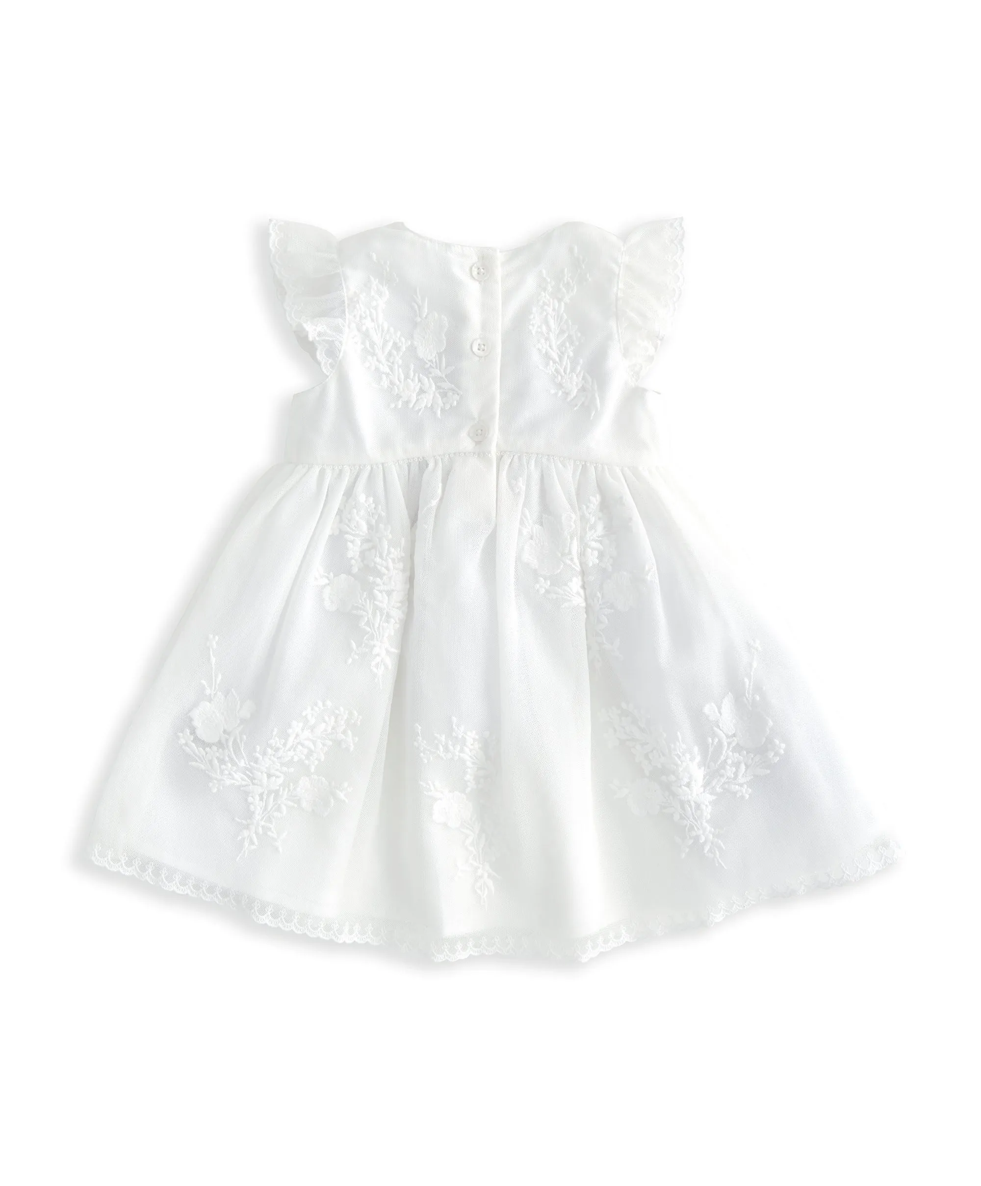 Short Sleeve Embroidered Lace Dress - Floral Print