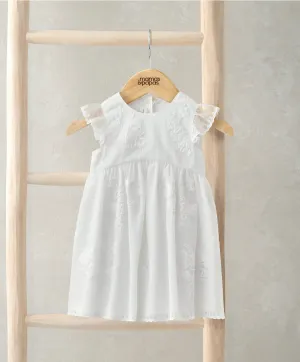 Short Sleeve Embroidered Lace Dress - Floral Print