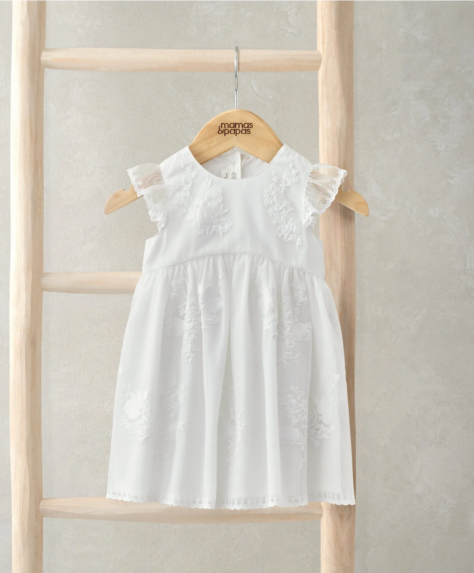 Short Sleeve Embroidered Lace Dress - Floral Print