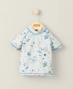 Short Sleeve Rash Top Swimwear - Blue Babykids Mamas & Papas