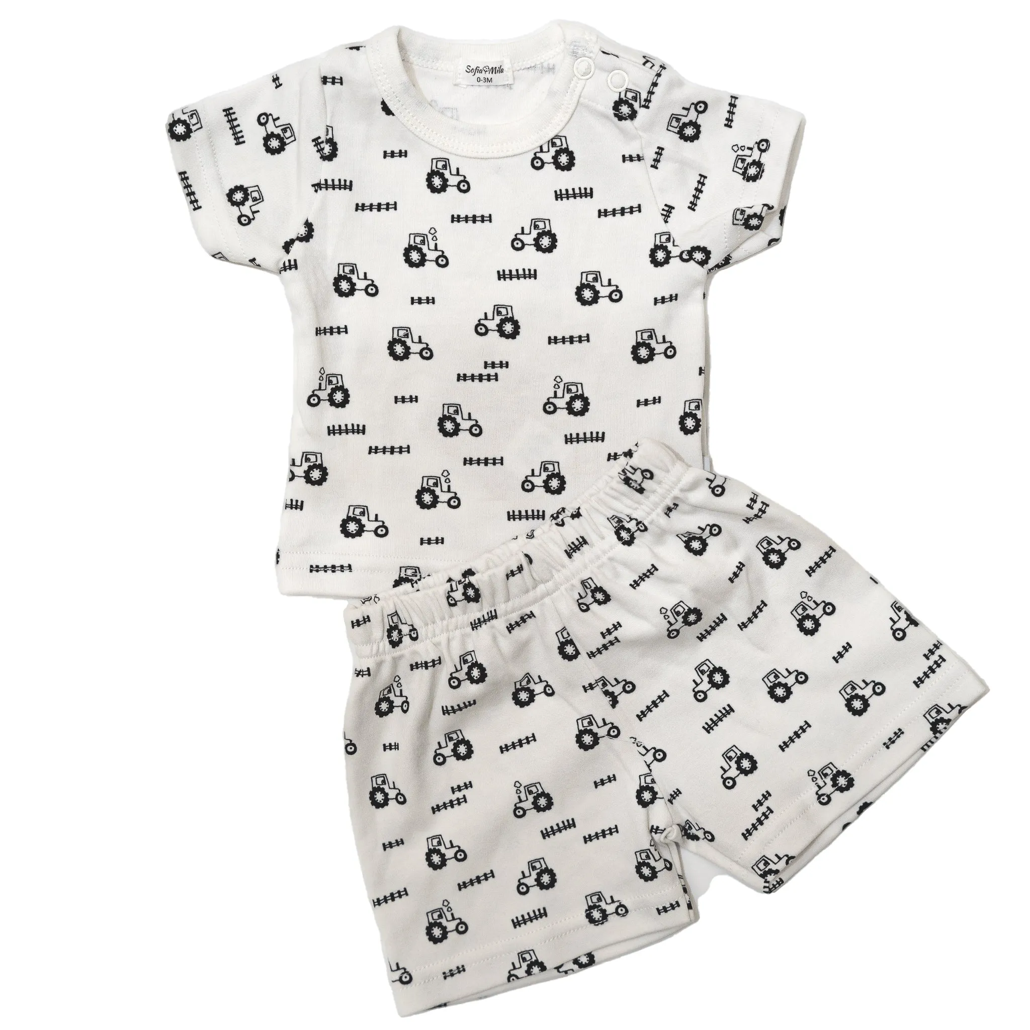 Short sleeve T-shirt & Shorts Set with Tractors for Baby & Toddler