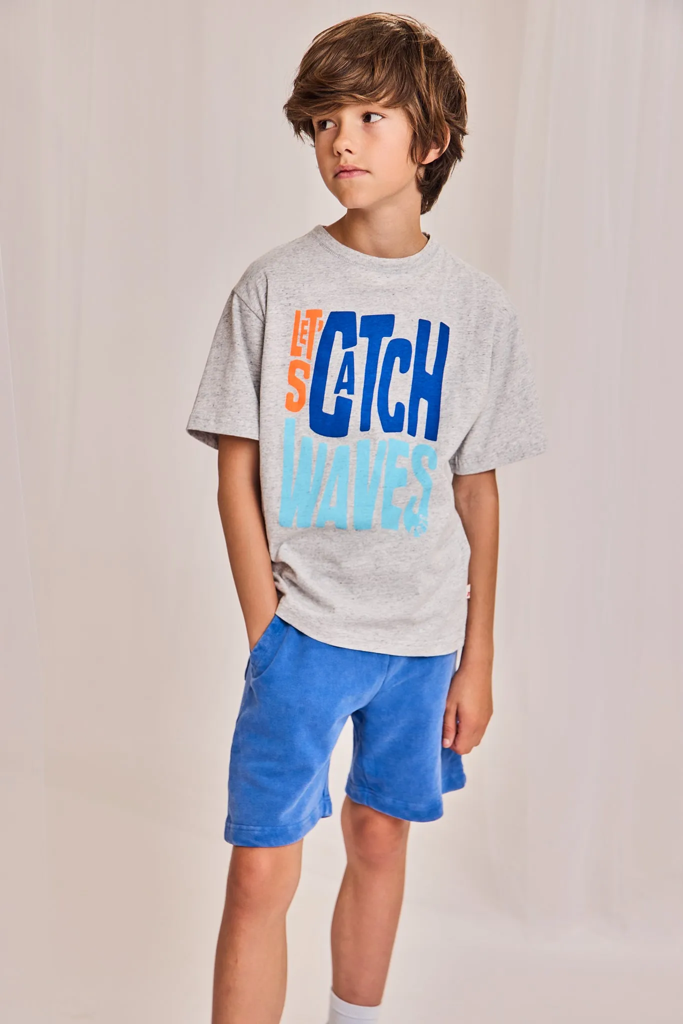 silas t-shirt waves 000985 - heather grey Ao76 Clothes Boys Girls