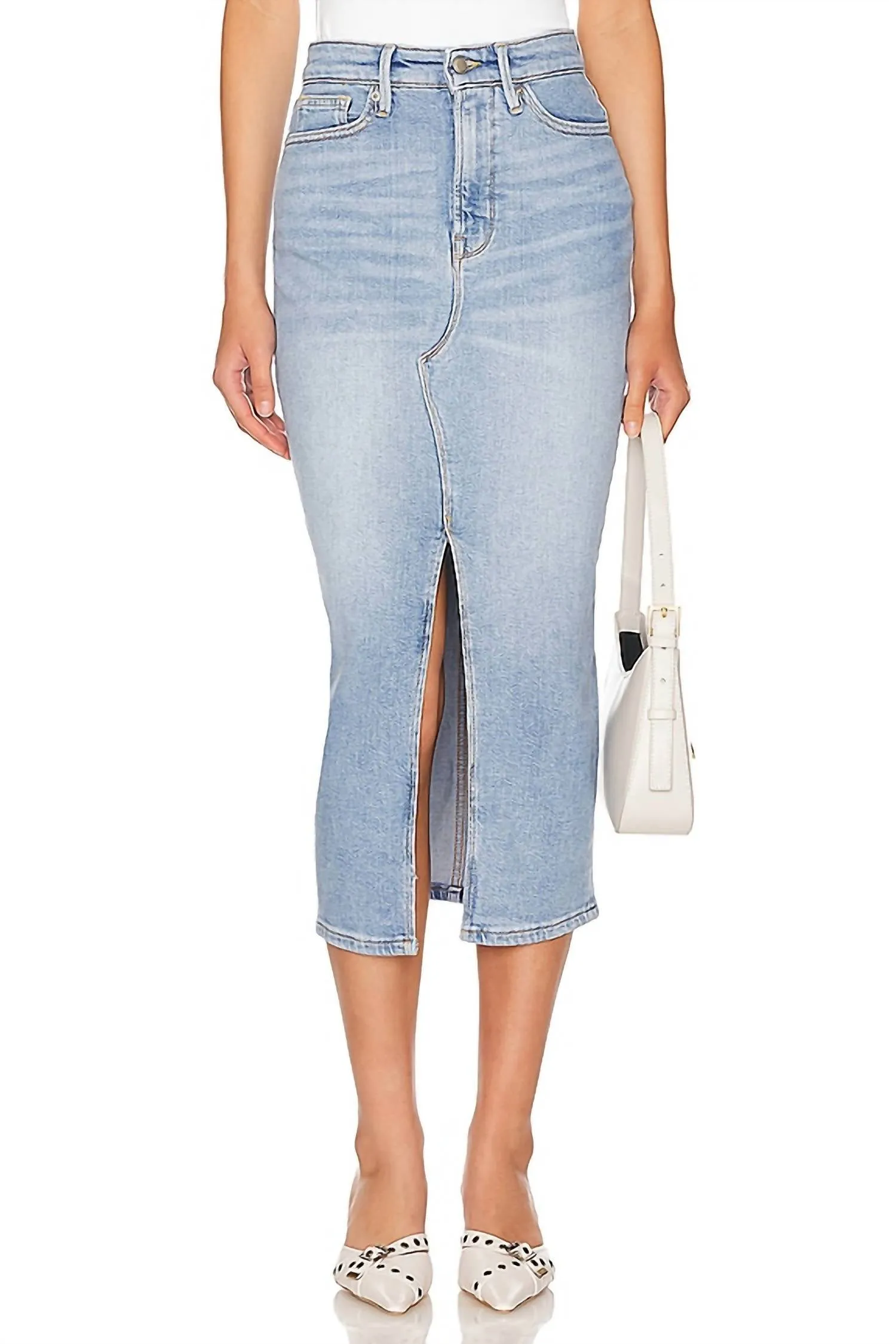 Slit Front Midi Skirt In Blue598