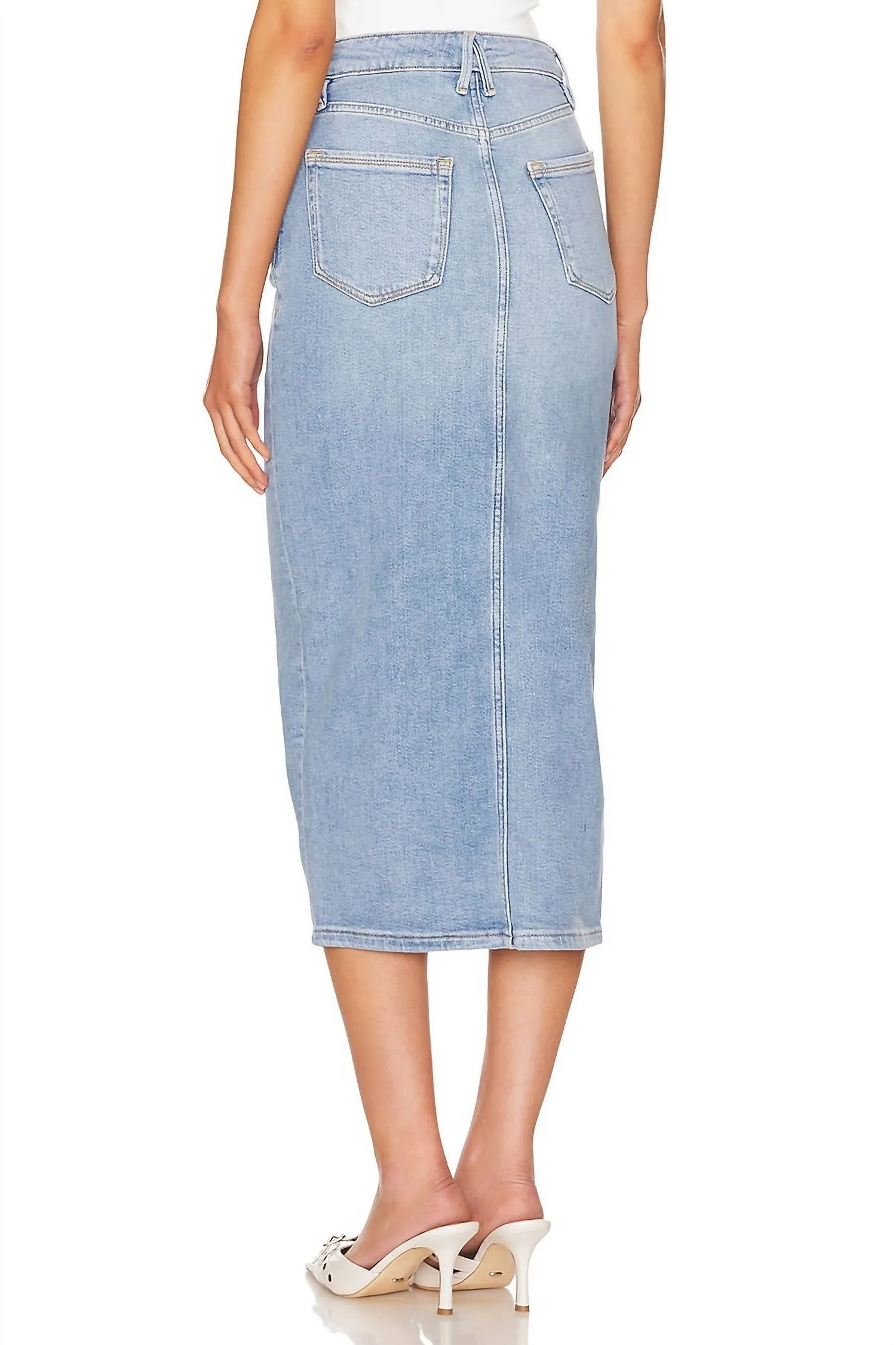 Slit Front Midi Skirt In Blue598