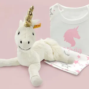 Steiff Dangling Unica Unicorn Soft Toy with Personalised Pyjamas
