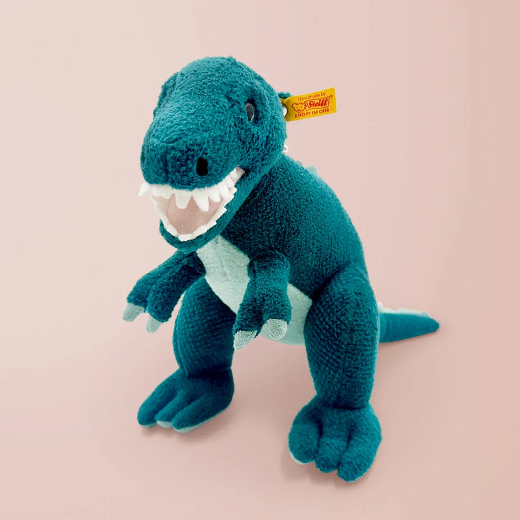 Steiff Thaisen T Rex Soft Toy with Floss & Rock Dino Backpack Gift Set