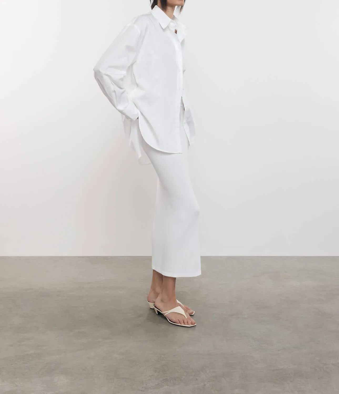 Stretch Silk Knit Essential Skirt In White