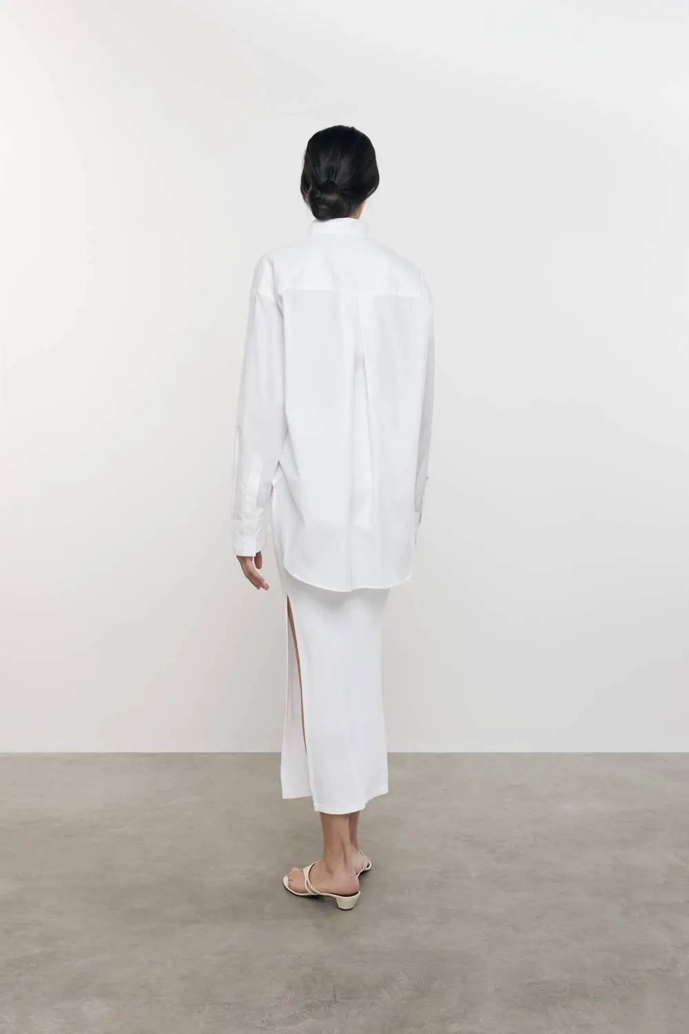 Stretch Silk Knit Essential Skirt In White