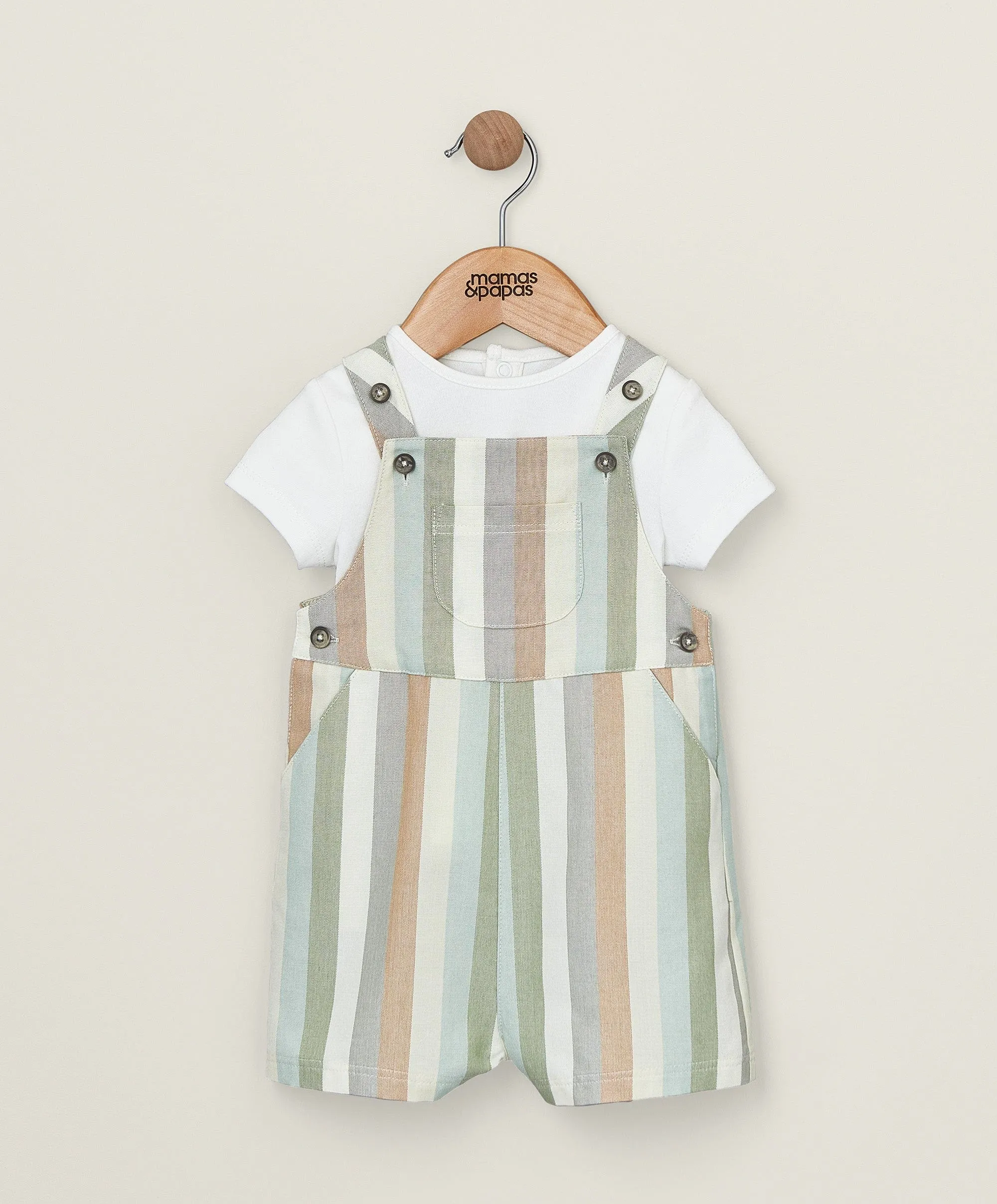 Stripe Woven Dungaree Outfit Set