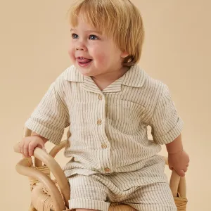 Striped Muslin Short Sleeve Shirt