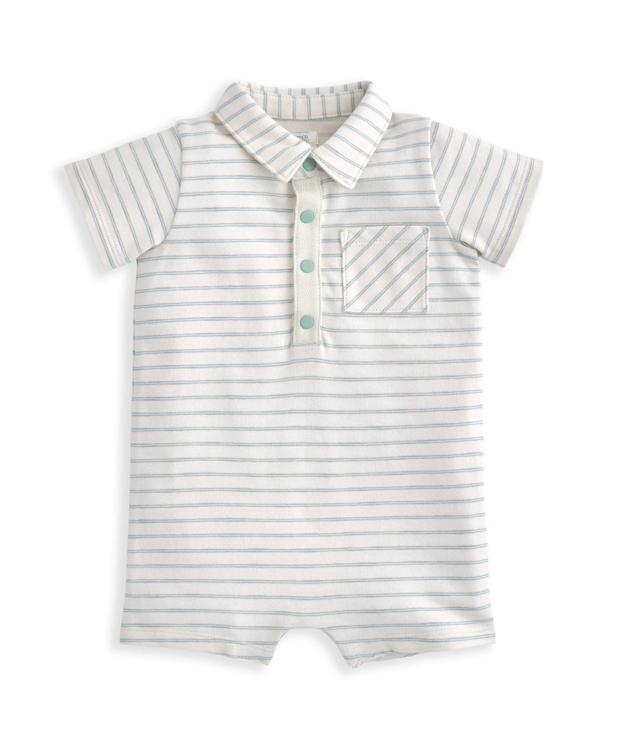 Striped Romper with Collar - White Babykids Mamas & Papas
