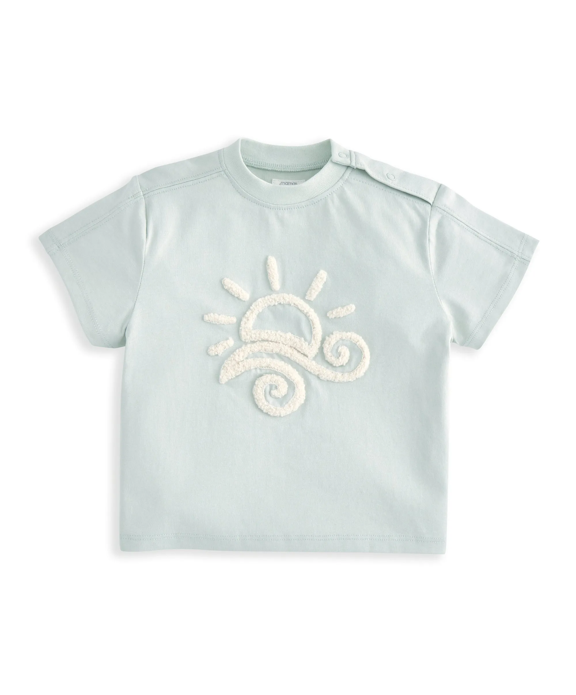 Sunshine Embroidered Top & Striped Shorts Set (2 Pieces) - Baby Blue