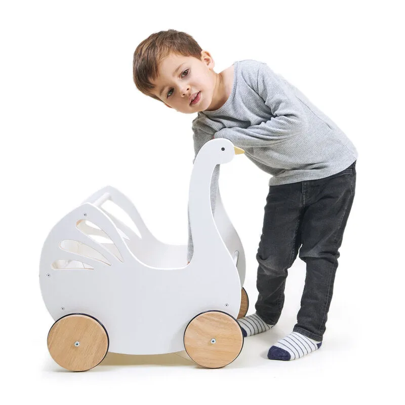 Sweet Swan Doll Pram with Bedding