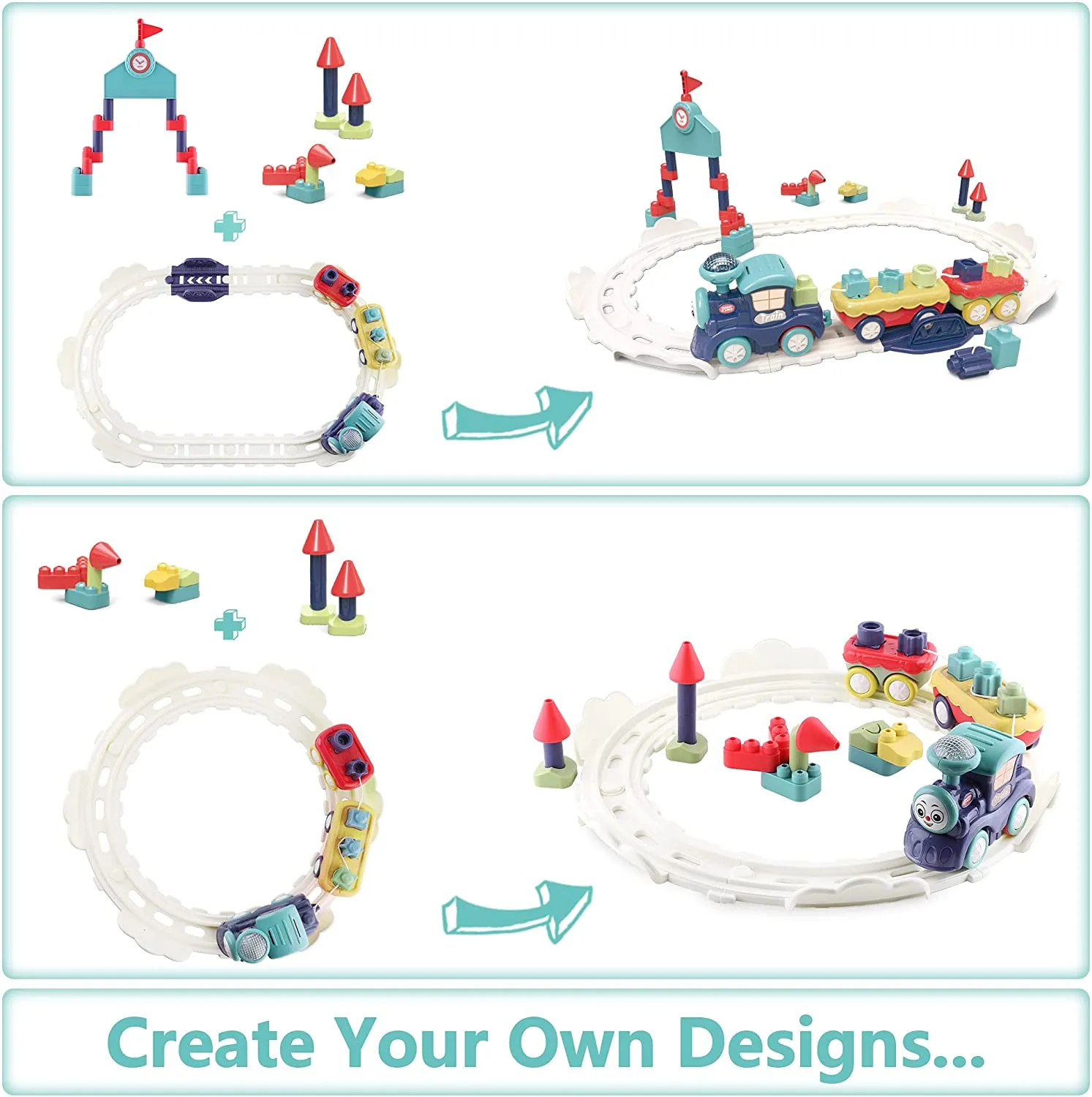 Toddler Train Set Toy with Lights & Sound for Boys Girls