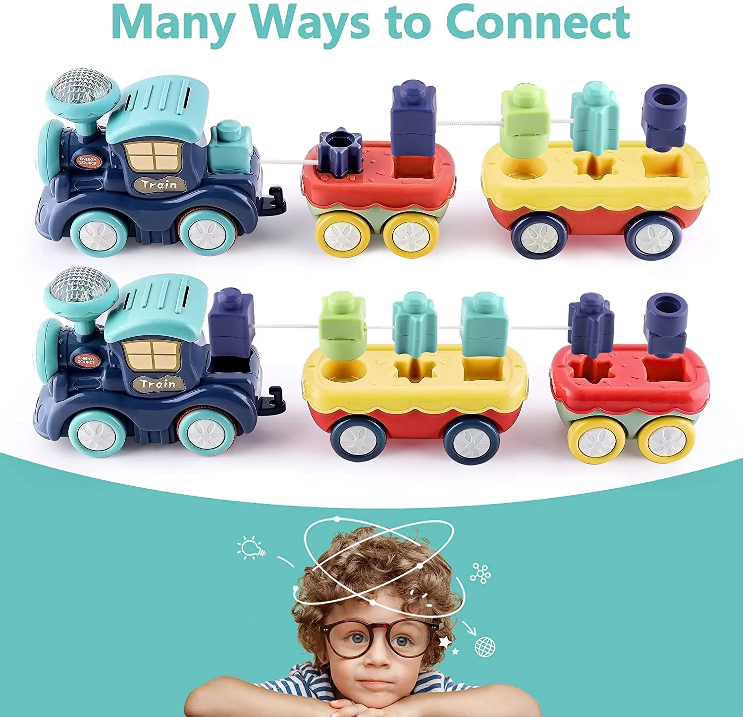 Toddler Train Set Toy with Lights & Sound for Boys Girls