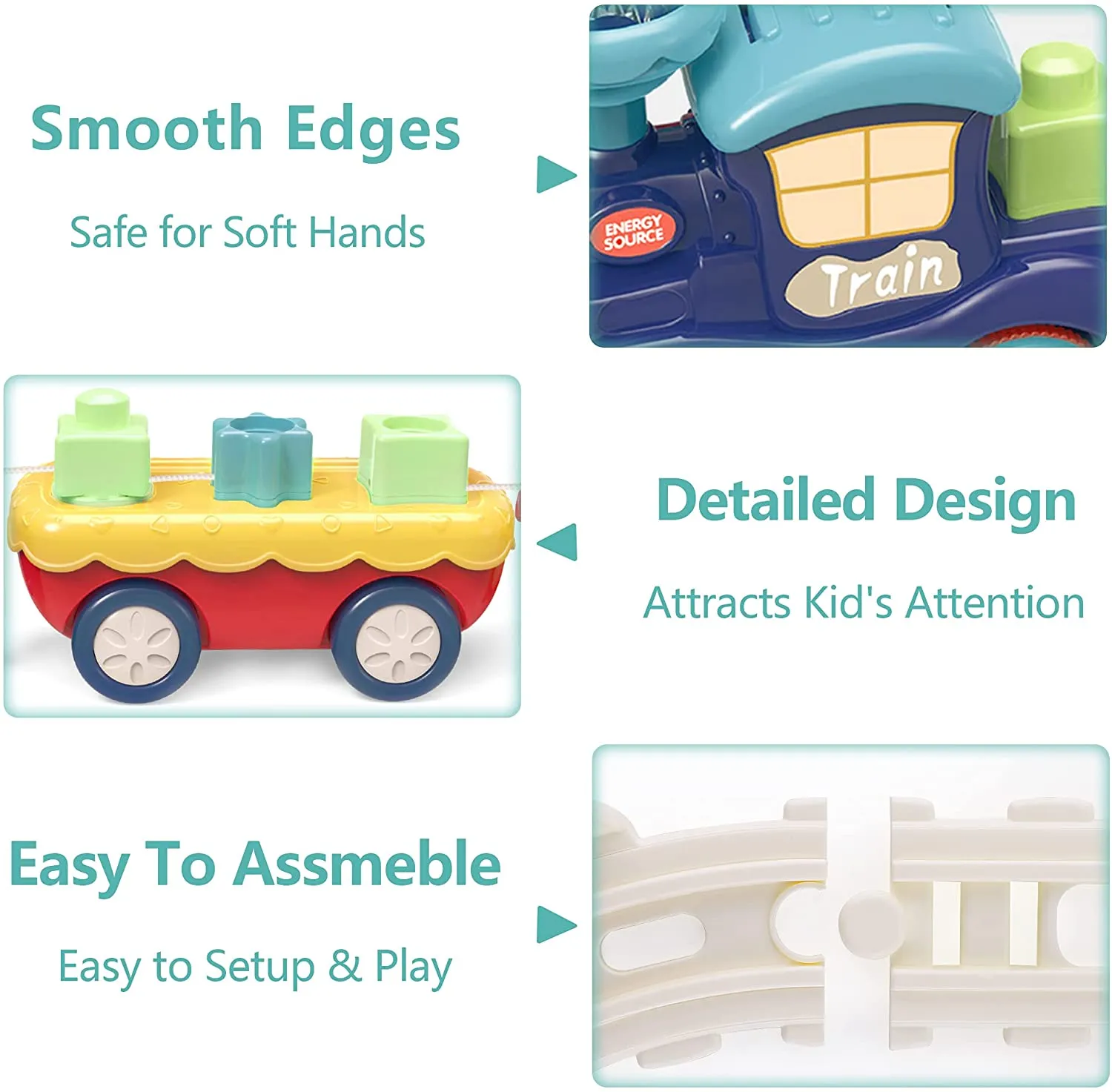 Toddler Train Set Toy with Lights & Sound for Boys Girls