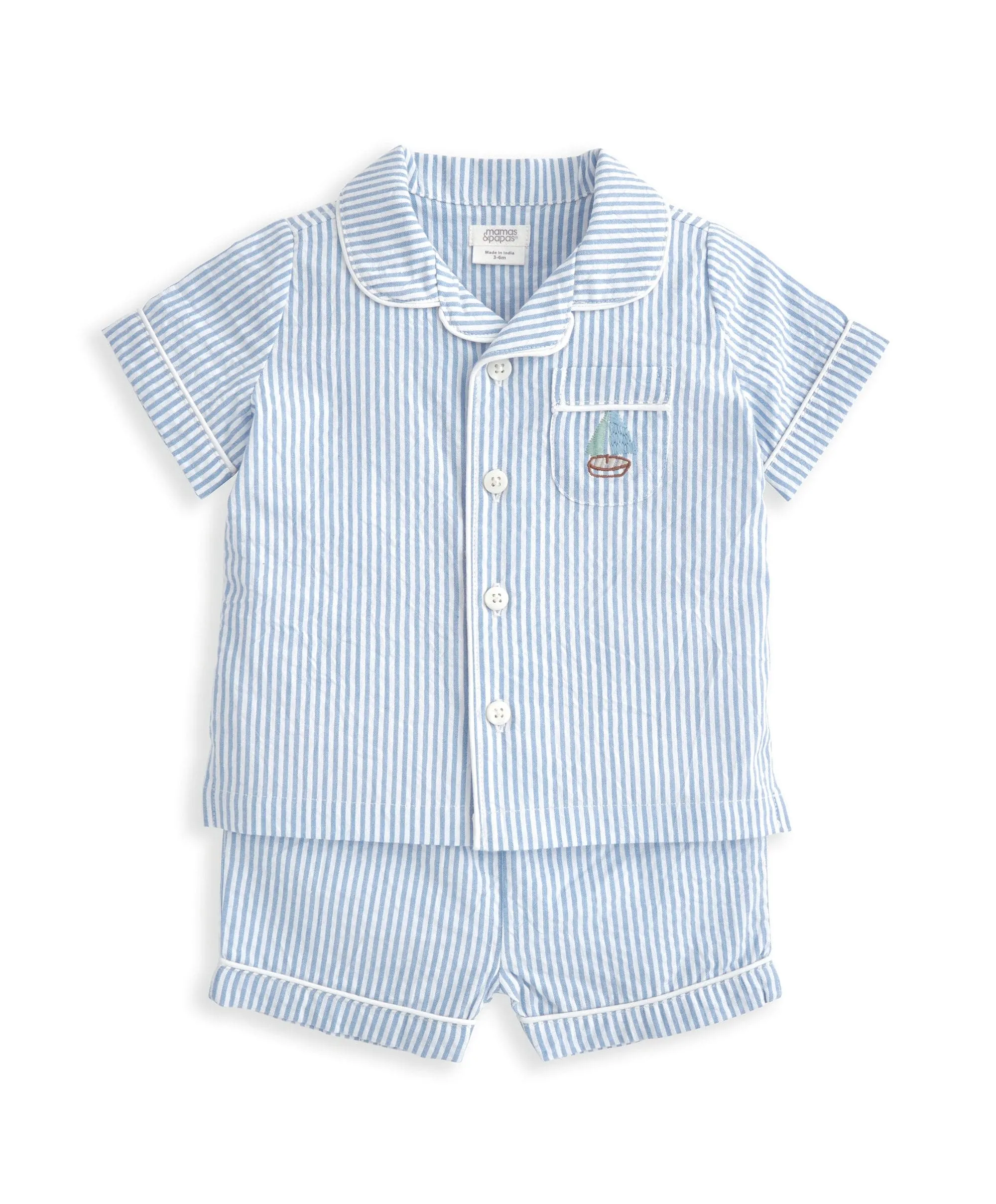 Top & Shorts Set (2 Pieces) - Blue Stripe Babykids Mamas & Papas