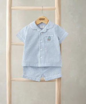 Top & Shorts Set (2 Pieces) - Blue Stripe