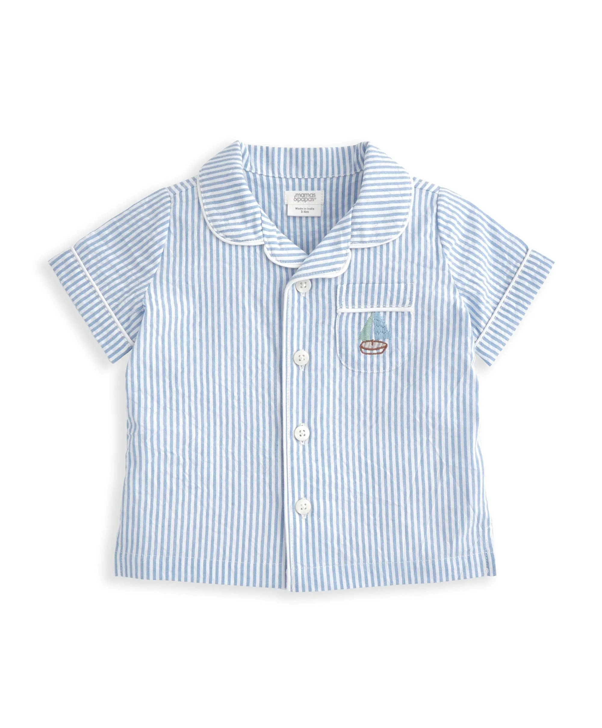 Top & Shorts Set (2 Pieces) - Blue Stripe