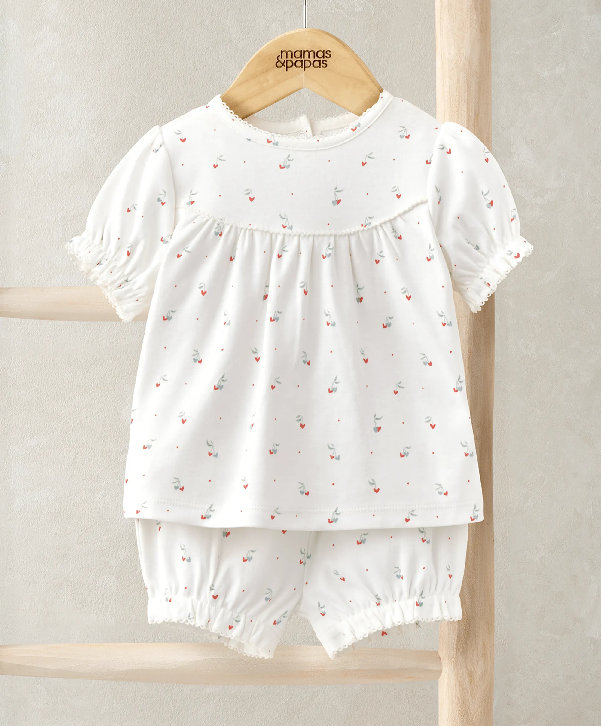 Top & Shorts Set (2 Pieces) - Cherry Hearts Print Babykids Mamas & Papas