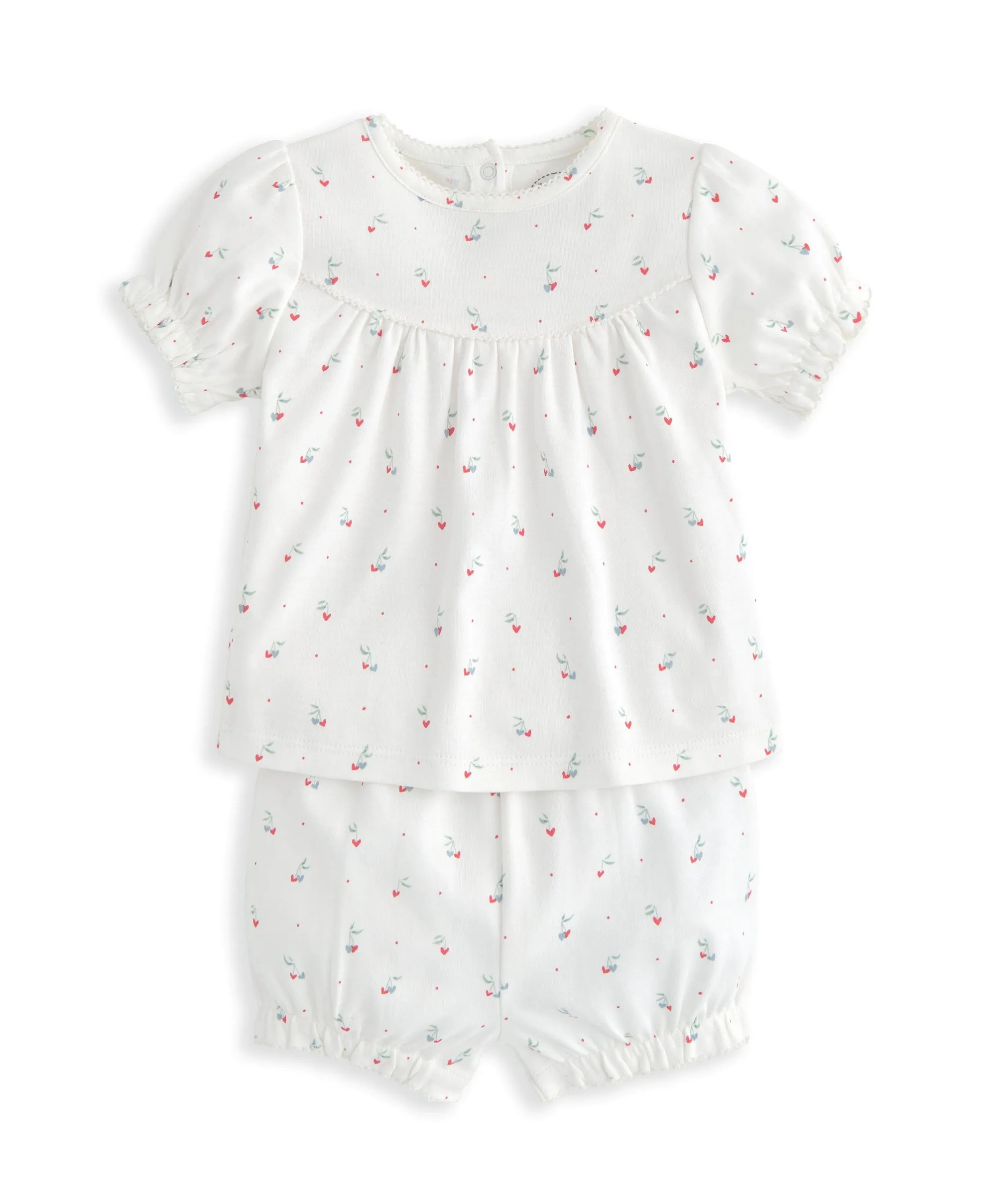 Top & Shorts Set (2 Pieces) - Cherry Hearts Print