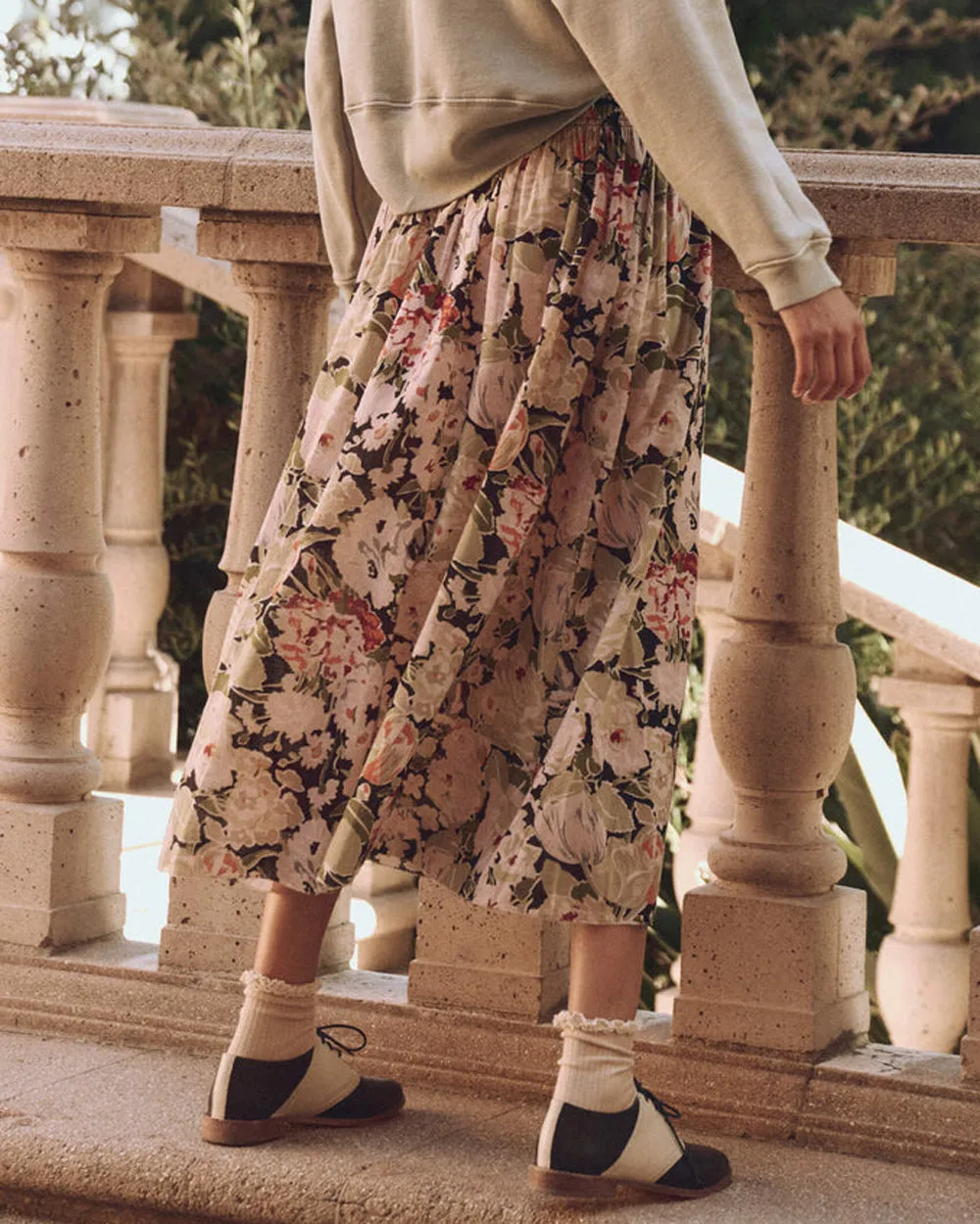 Vintage Rose Print Canary Skirt
