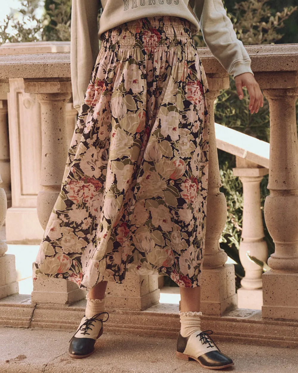 Vintage Rose Print Canary Skirt
