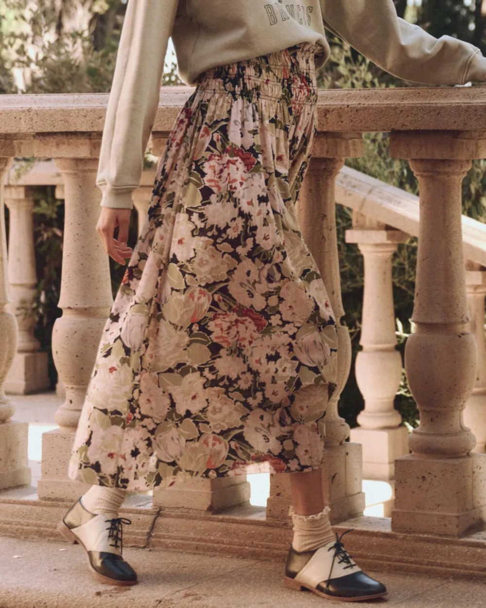 Vintage Rose Print Canary Skirt