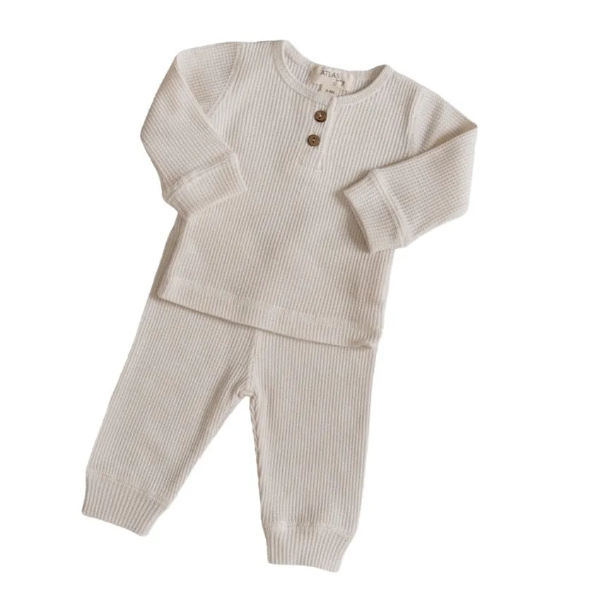 Waffle Long Sleeve Set Babykids_Atlas-Grey