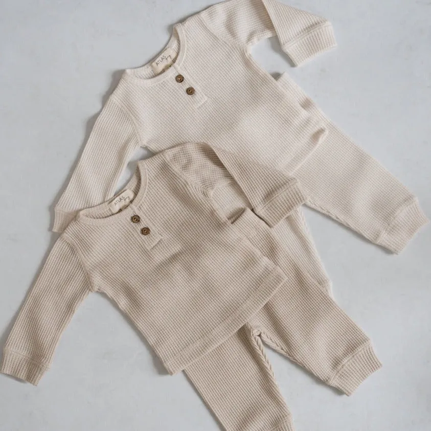 Waffle Long Sleeve Set Babykids_Atlas-Grey