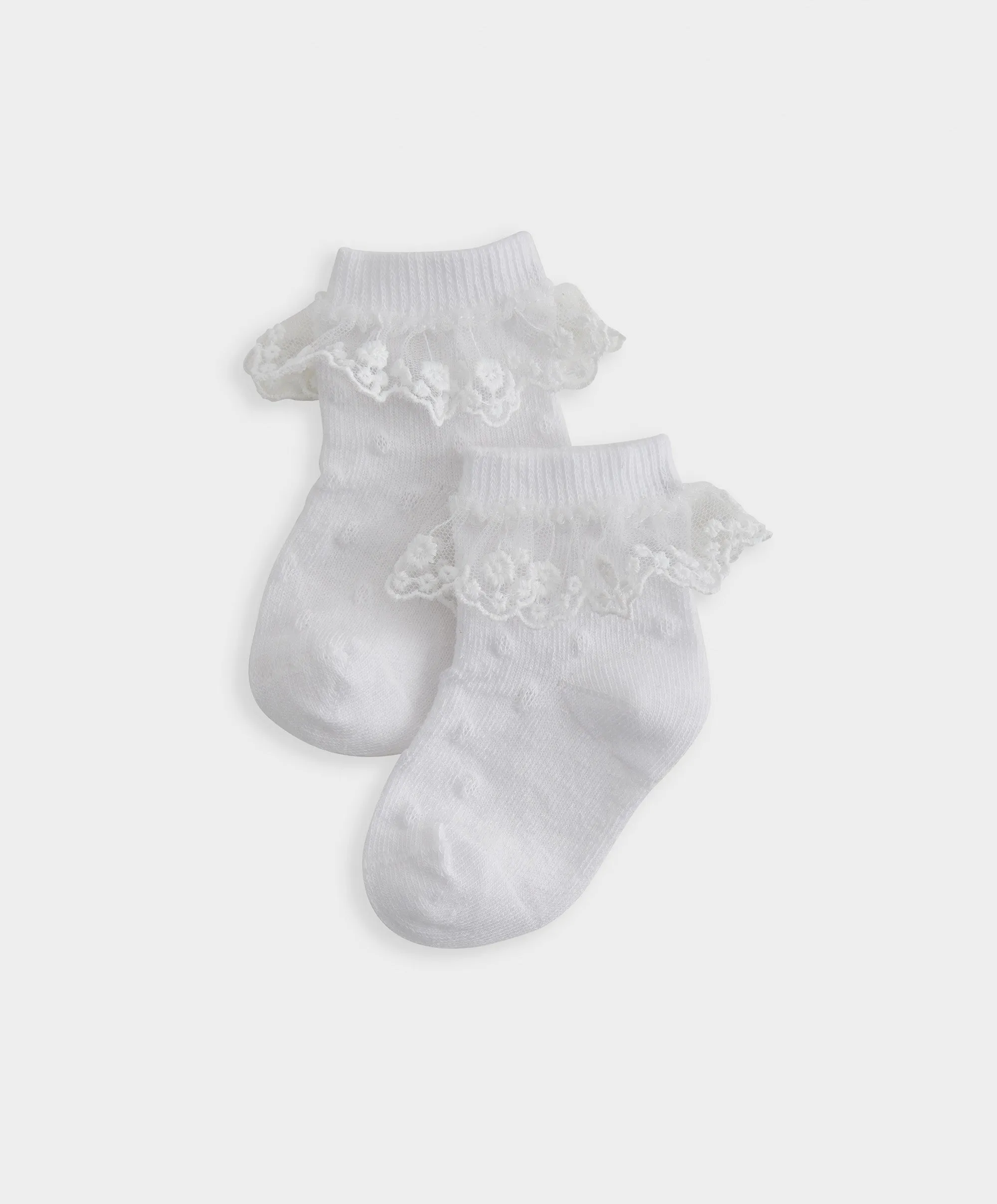 White Frill Socks (Set of 2) Babykids Mamas & Papas