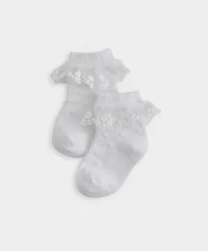 White Frill Socks (Set of 2) Babykids Mamas & Papas