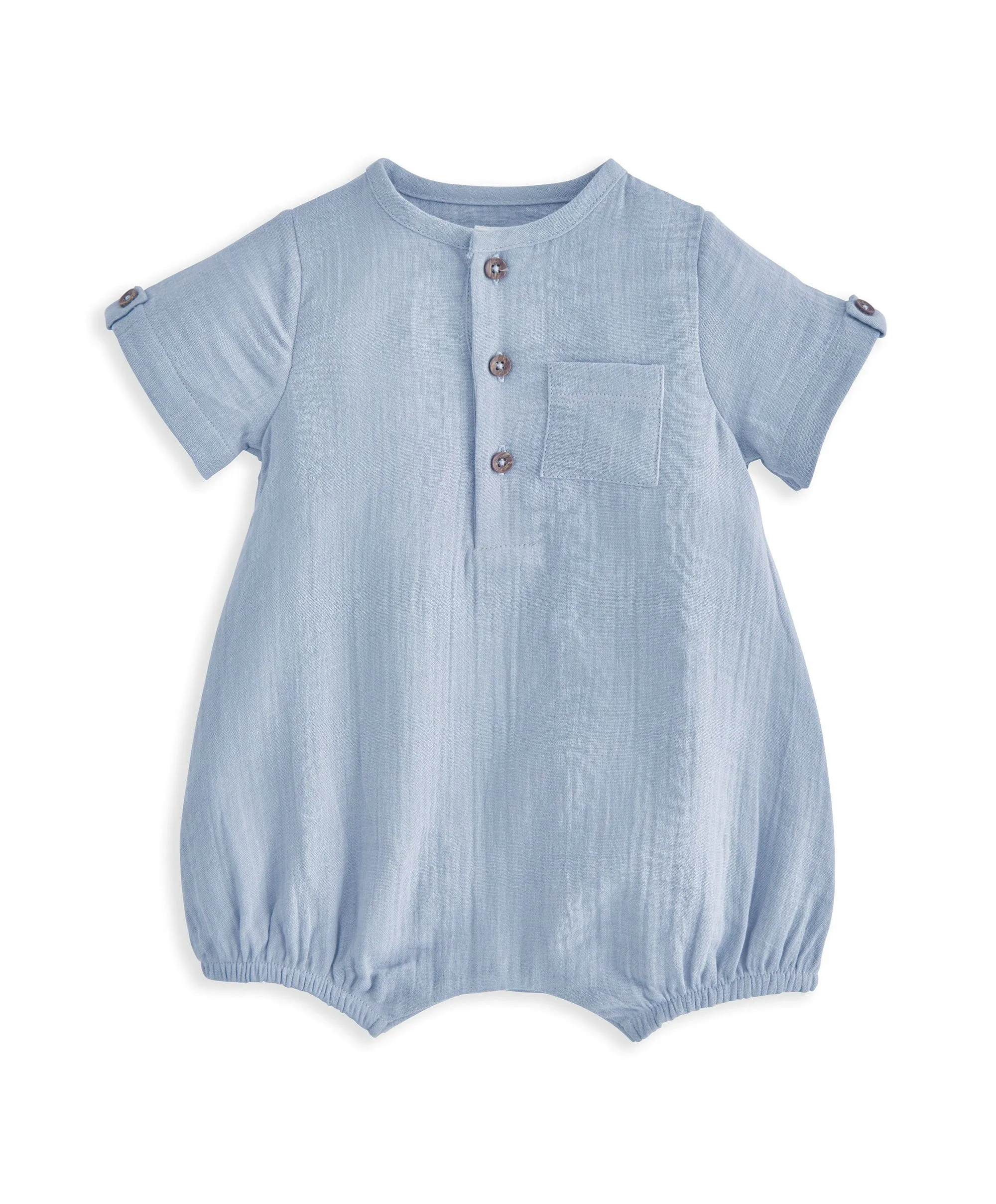 Woven Romper & Bucket Hat Set (2 Pieces) - Blue Babykids Mamas & Papas